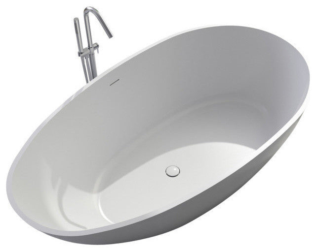 ADM Oval Freestanding Bathtub, Glossy White, 70"