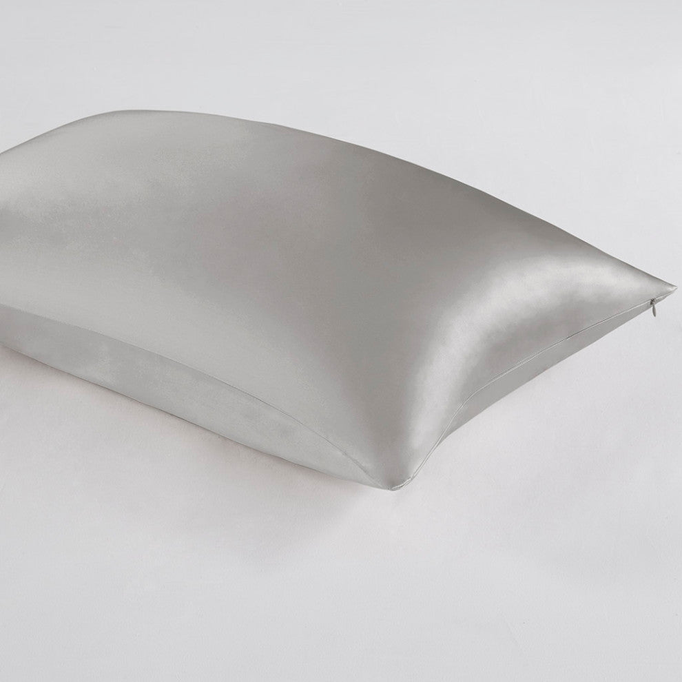 Madison Park Silk 100% Mulberry Single Pillowcase, Grey