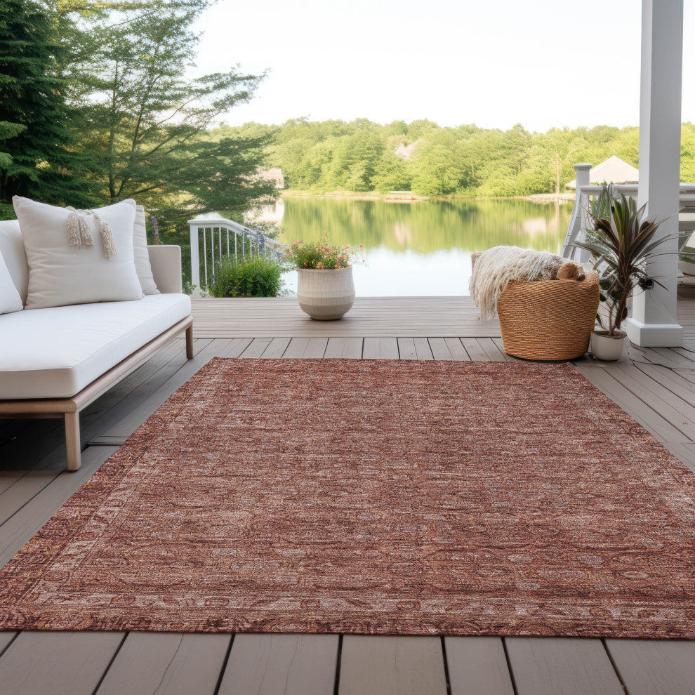 Machine Washable Indoor/Outdoor Chantille ACN1762 Terracotta 3' x 5' Rug