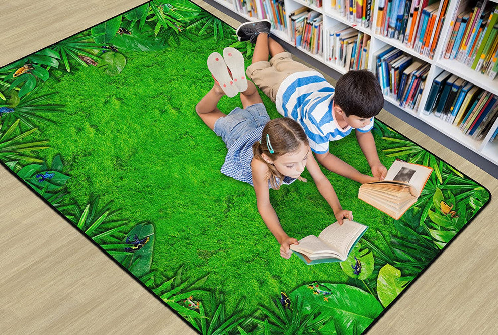 Flagship Carpets VA1013-58FS 10'6"X13'2" Rainforest Frogs Educational Rug