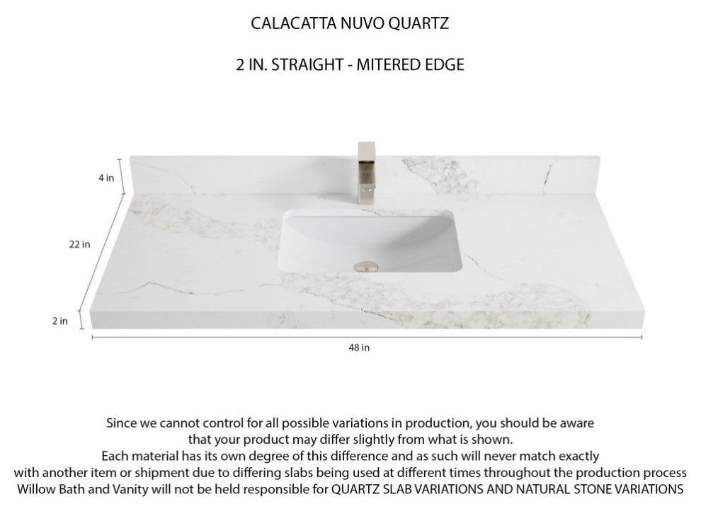 Malibu 48 Single Sink Bath Vanity in Elephant Skin Gray 2" Calacatta Nuvo