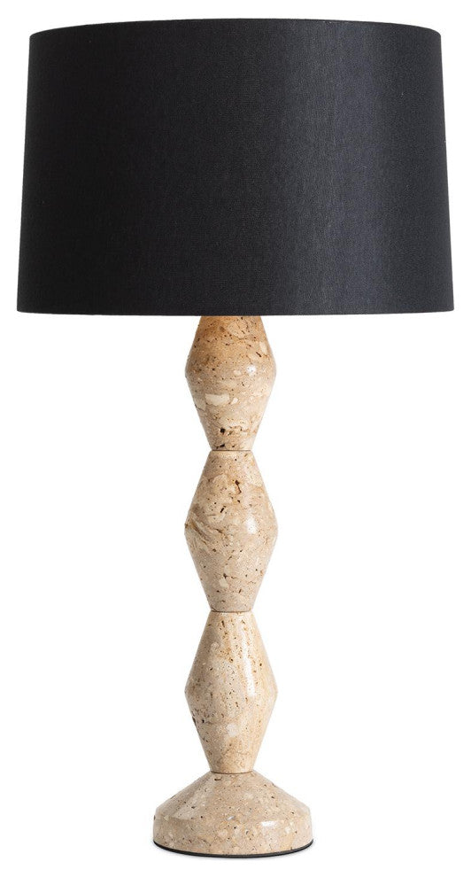 Crew Travertine Buffet Lamp, Black Shade
