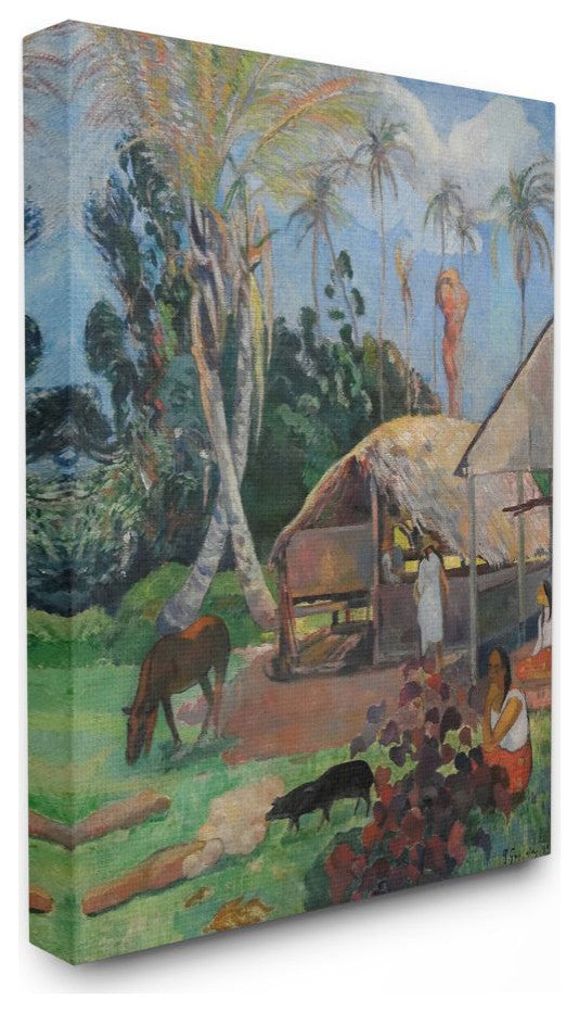 Village Farm Native Figures Classic Painting, 24"x30"