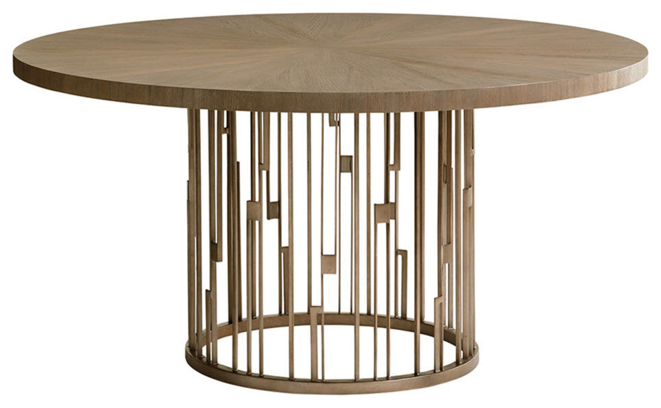 Rendezvous Round Metal Dining Table With Wooden Top