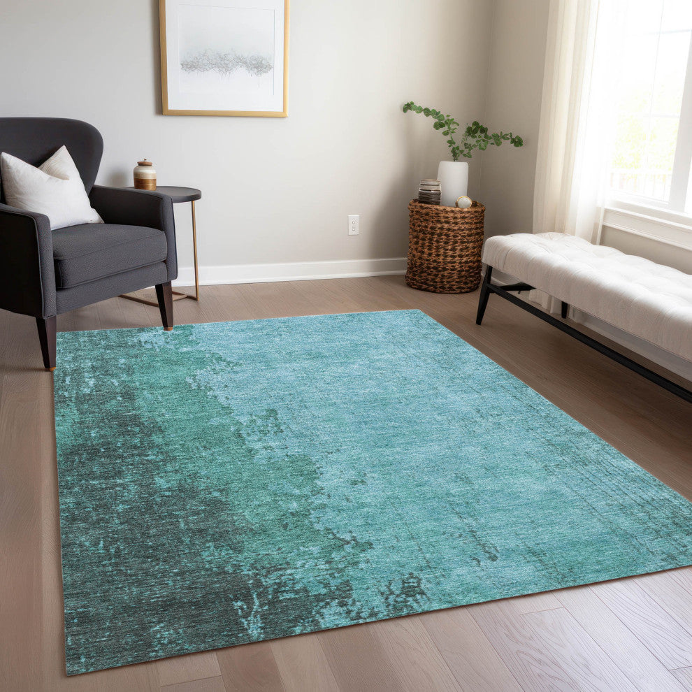 Machine Washable Indoor/Outdoor Chantille ACN1904 Teal 2'6" x 3'10" Rug