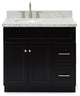Ariel Hamlet 37" Left Oval Sink Bath Vanity Carrara Marble Black