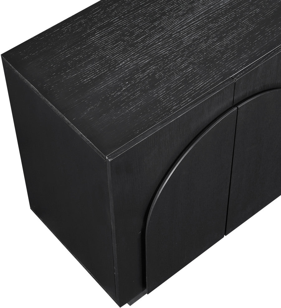 Navona Oak Veneer Sideboards / Buffet, Black, 3pc