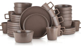 Stone Lain Celina Stoneware 32 Piece Dinnerware Set, Brown Matte