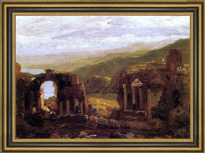 Thomas Cole the Ruins of Taormina  Framed Premium Canvas Print, 18"x27"