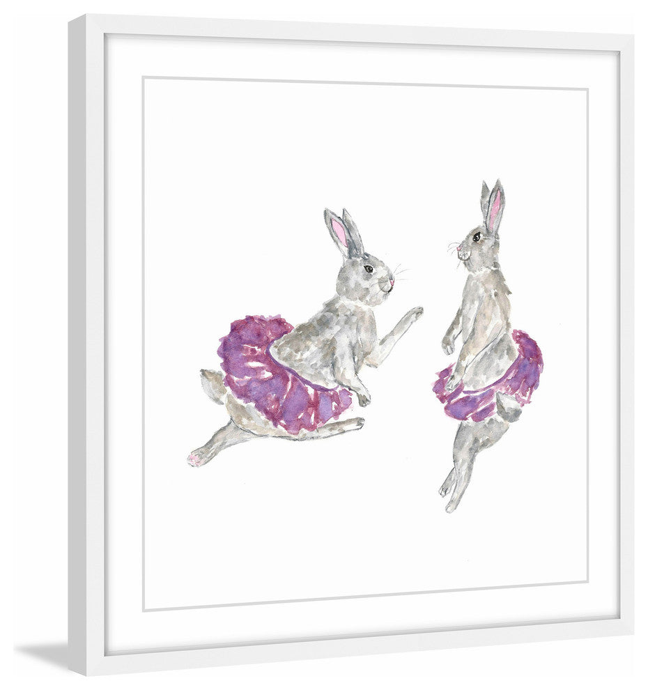 Marmont Hill, "Dancing Rabbits" by Thimble Sparrow Framed Painting Print, 18x18