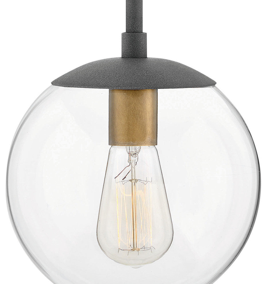 Hinkley Warby 9.5" Small Pendant Light, Aged Zinc + Clear Glass