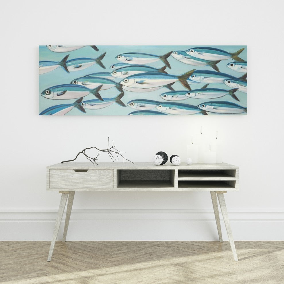 Small Fishs of Caesio Caerulaurea Print on Wrapped Canvas