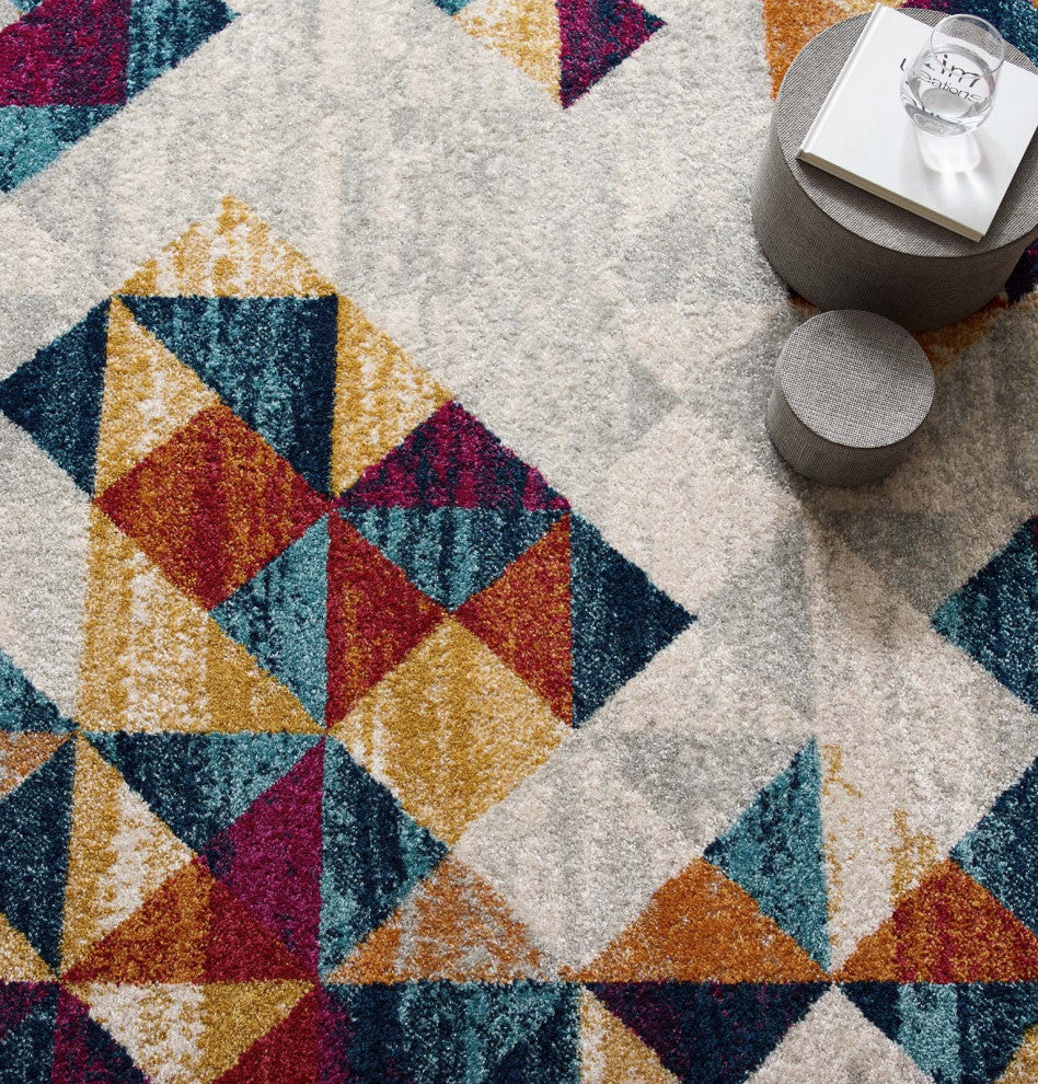 Area Rug Runner Floor Carpet, 8x10, Multi Colorful, Modern, Lounge Hospitality