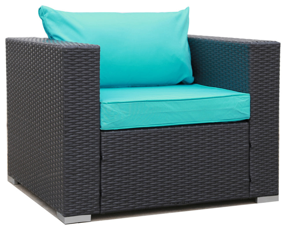 2 Pieces Outdoor Rattan Wicker Patio Sectional With Cushions and Ottoman