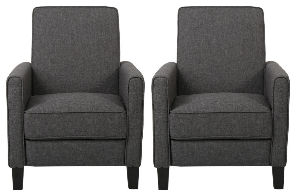 Susan Fabric Recliner, Set of 2, Smoke and Dark Brown
