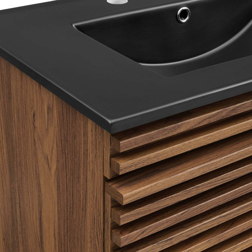 Render 30" Wall-Mount Bathroom Vanity - Walnut Black