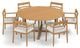 Oxford 7-Piece 67" Teak Dining Set, Sunbrella Bliss Cushions