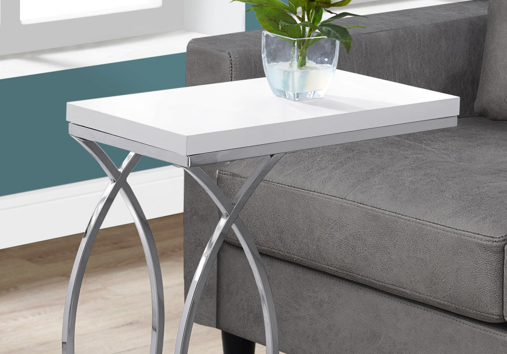 HomeRoots 18.25" x 10.25" x 25" White Mdf Metal Accent Table