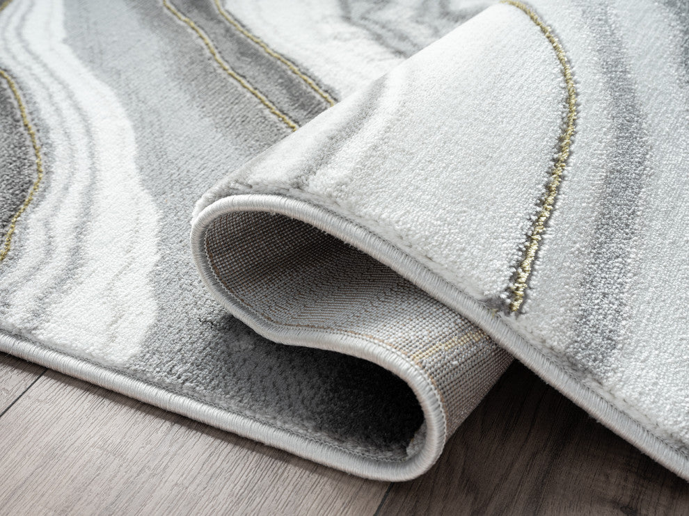 Abani Luna LUN220A Contemporary Grey and Gold Granite Area Rug