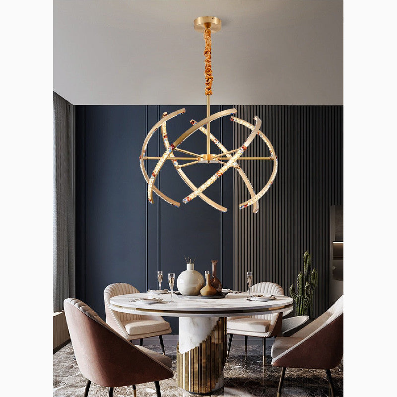 Arnasco | Creative Spherical Copper Crystal Chandelier, Colorful, 26''