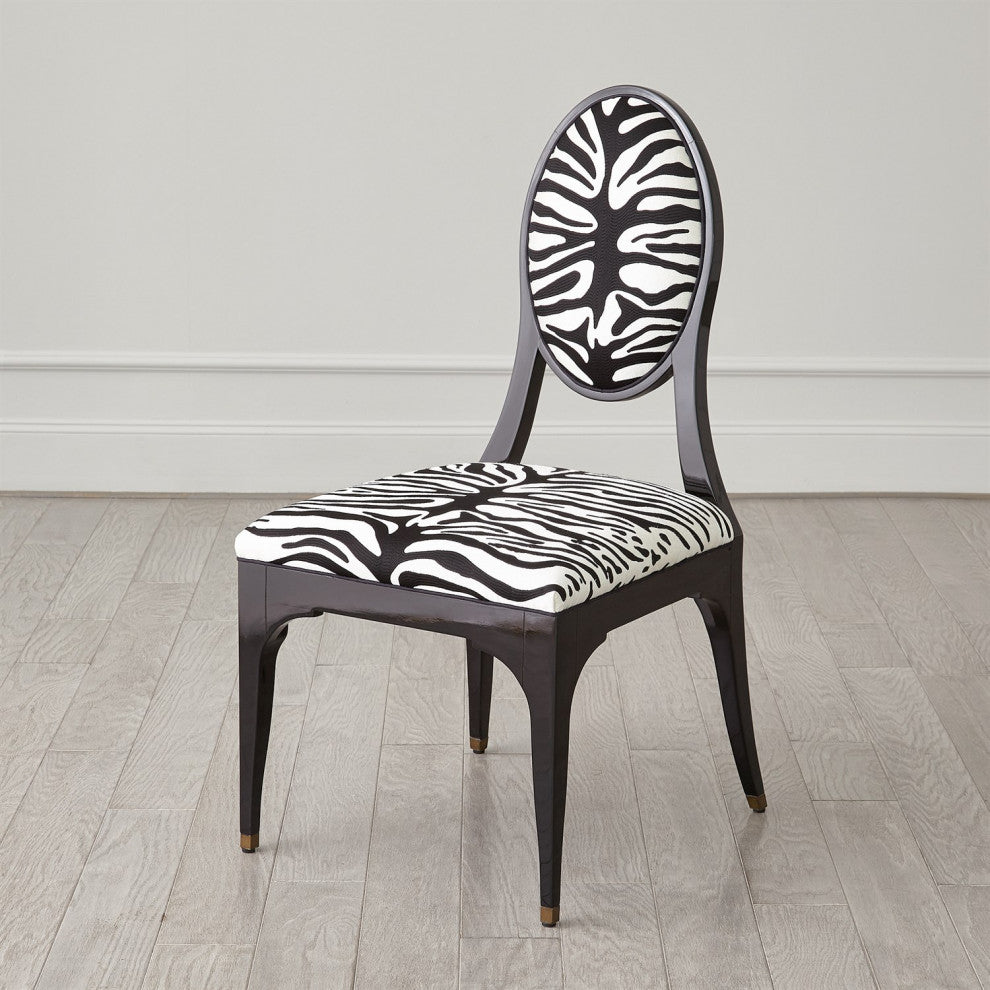 Art Deco Vintage Style Hollywood Zebra Black White Dining Chair Animal Print