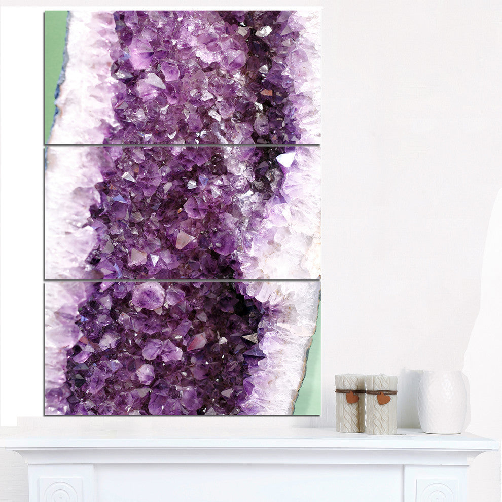 "Purple Precious Stones" Digital Metal Wall Art, 3 Panels, 28"x36"