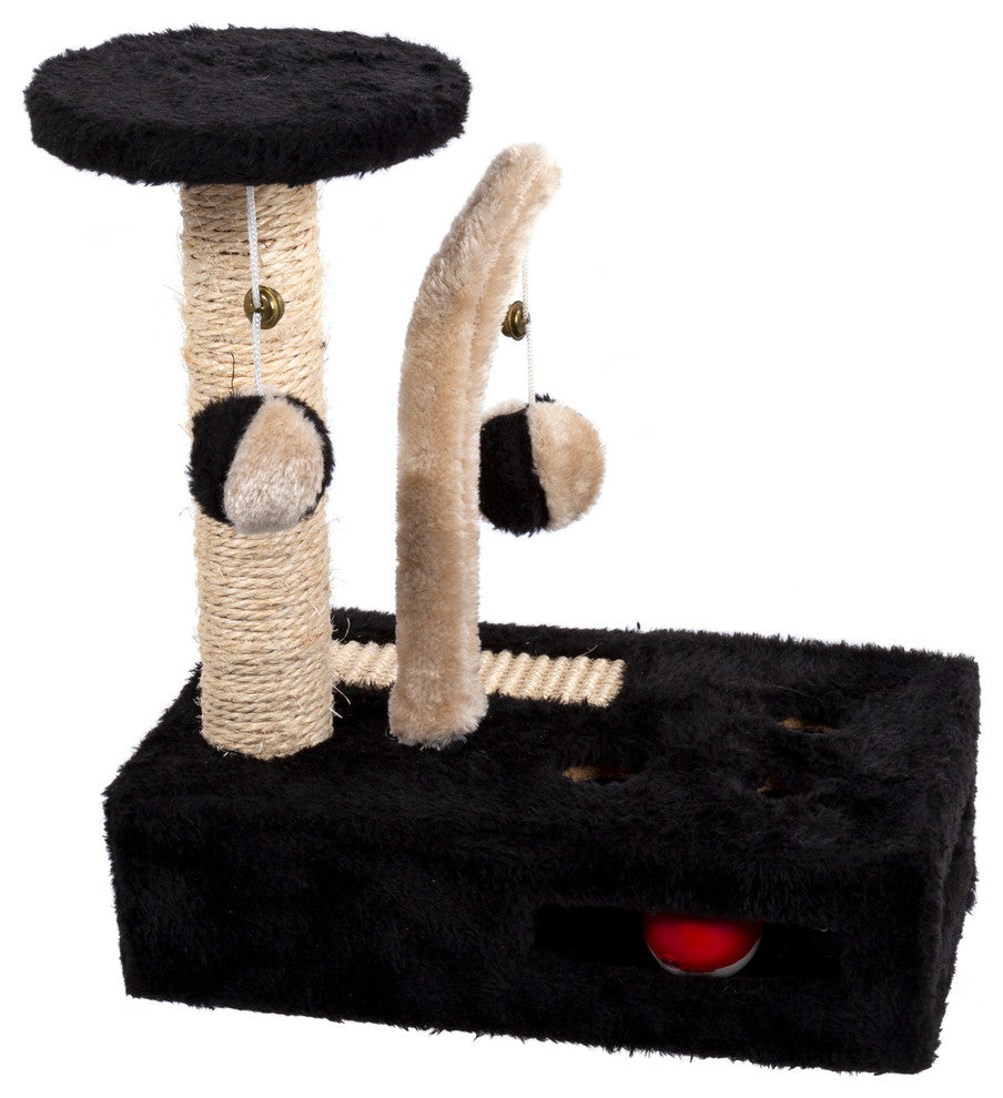 Fun and Playful Cat and Kitten Sisal Scratching Post, 12"x13.5"x7", Black