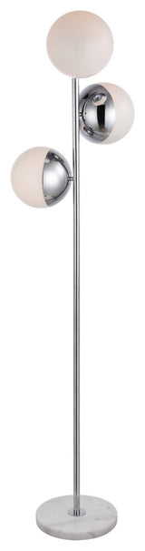 Eclipse 3 Light Floor Lamp, Chrome With Frosted White Glass