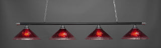 Oxford 4-Light Bar, Chrome & Matte Black/Raspberry Crystal