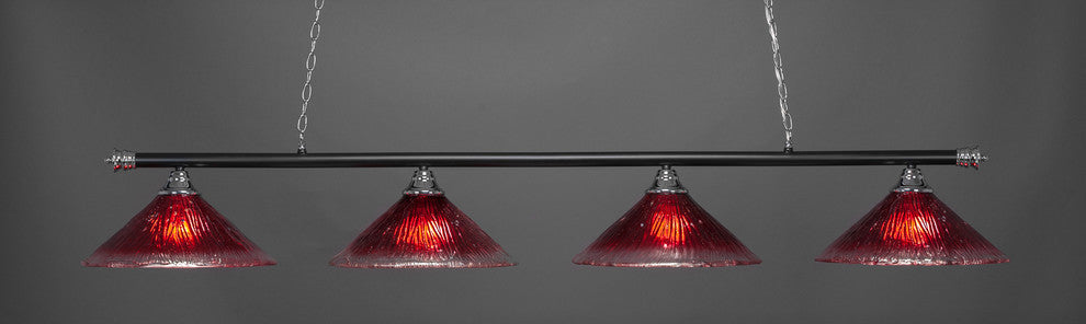 Oxford 4-Light Bar, Chrome & Matte Black/Raspberry Crystal