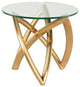 Martina Side Table in Brushed Gold Stainless Steel and Tempered Glass