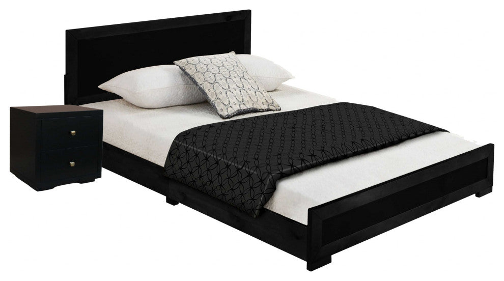 Moma Black Wood Platform Twin Bed With Nightstand