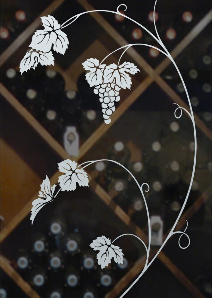 Wine Door - Vineyard Grapes Unfurled - Primed - 30" x 80" - Knob on Left -...