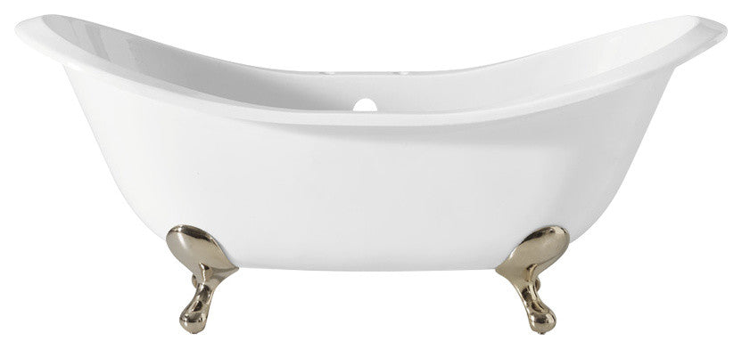 Cheviot Products Regency Cast Iron Bathtub With Faucet Holes, Polished Nickel