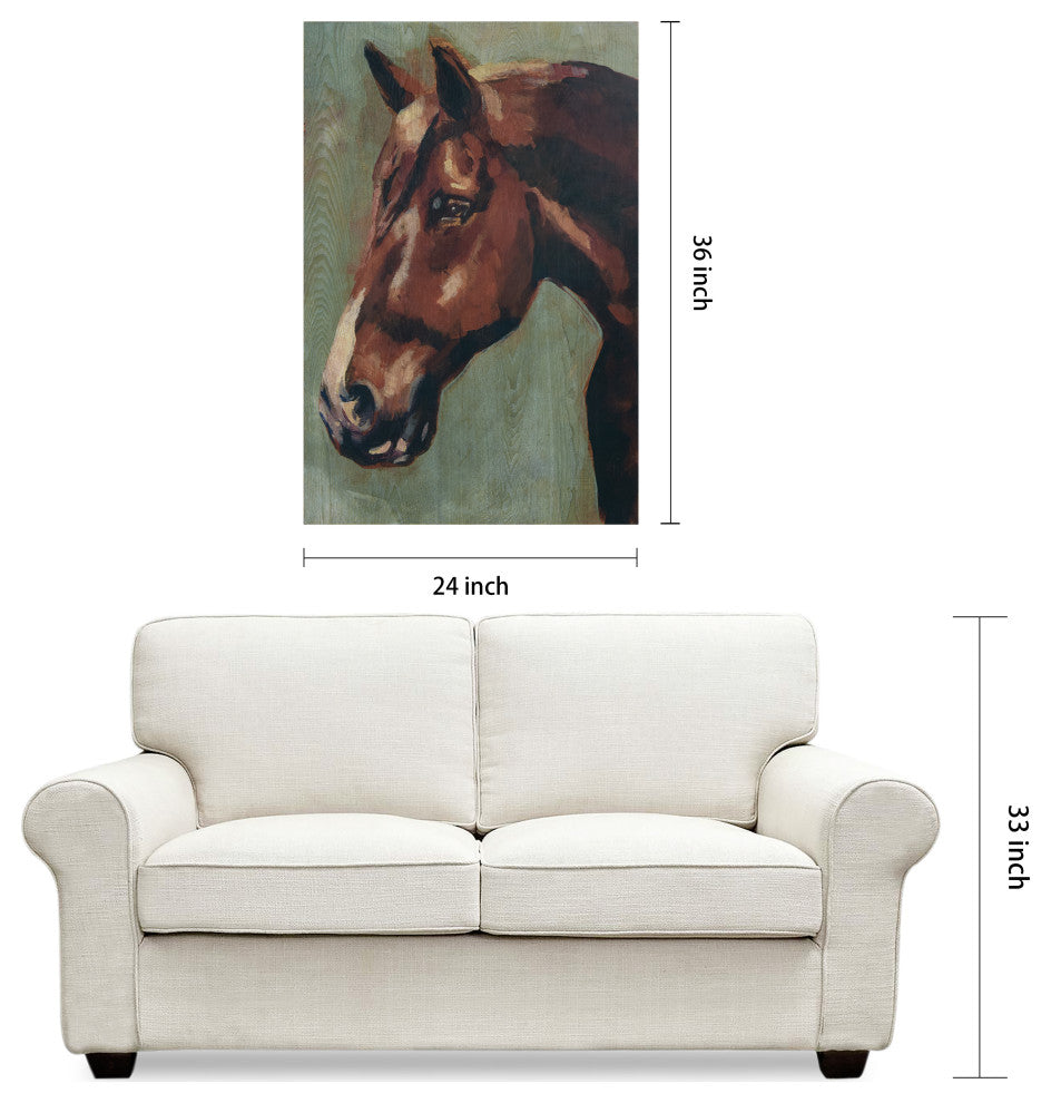 "Horse Portrait" Fine Giclee Printed on Hand Finished Ash Wood Wall Art Set of 2