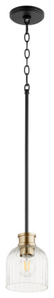 Quorum 310-6980 One Light Pendant, Black w Aged Brass Finish