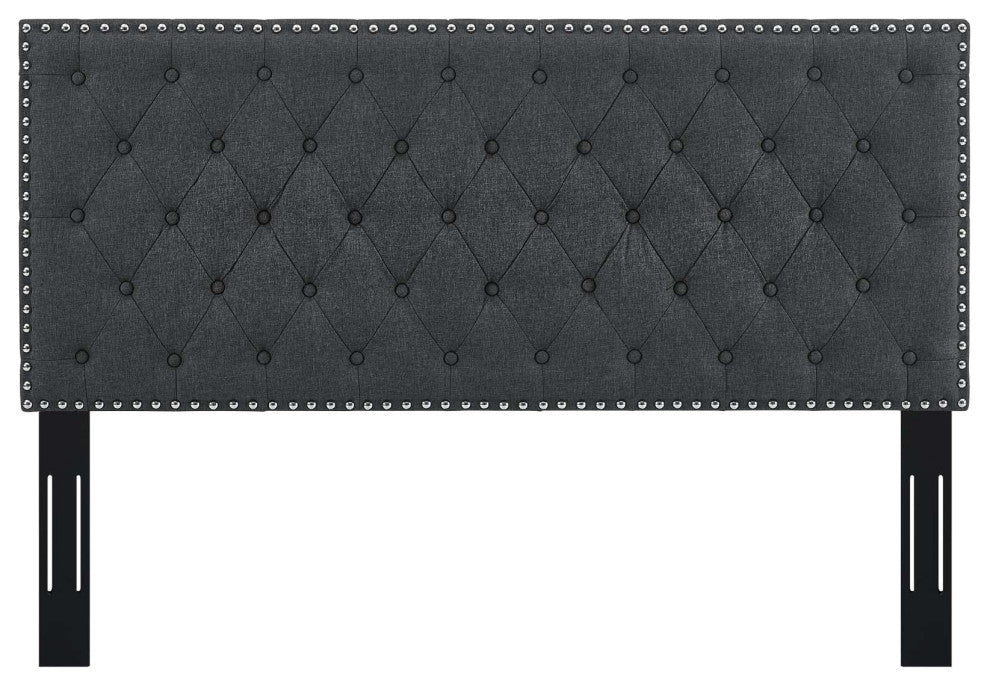 Contemporary Modern Bedroom Twin Size Tufted Headboard, Fabric, Grey Gray