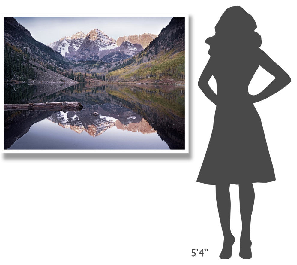"Maroon Bells reflected, Snowmass Wilderness, White River NP" Paper Art, 50"x38"