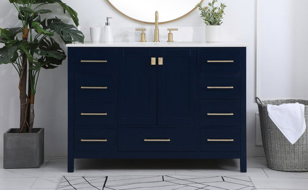 Iris 48" Single Bathroom Vanity, Blue With Backsplash