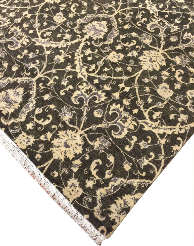 Peshawar Brandan Charcoal Hand-Knotted Rug, 10''1x14''2