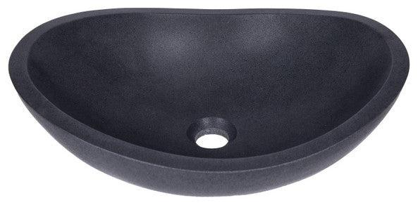Eden Bath EB_S005LS-H Stone Canoe Sink - Honed Black Lava Stone