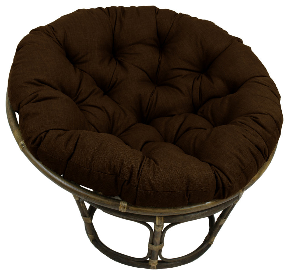 52" Solid Outdoor Spun Polyester Papasan Cushion, Fits 50" Papasan Frame, Cocoa