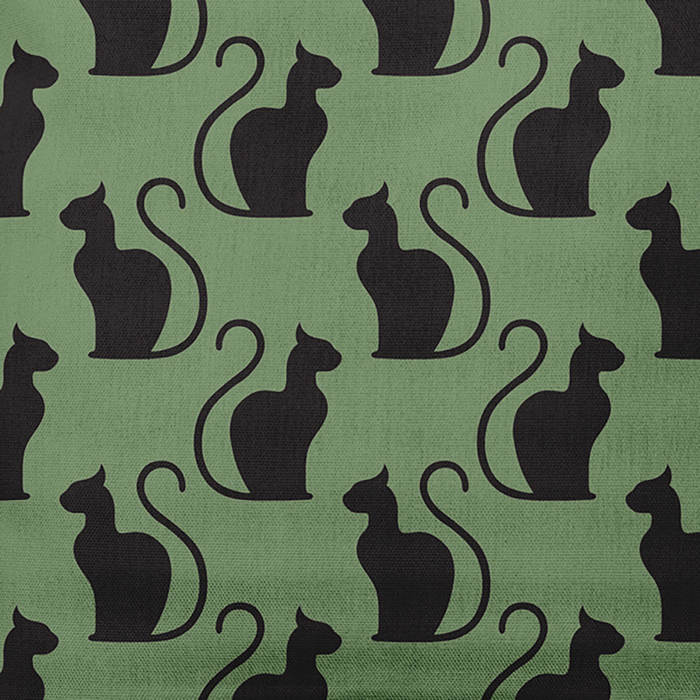 16" x 16" Spooky Cats Decorative Throw Pillow, Sage