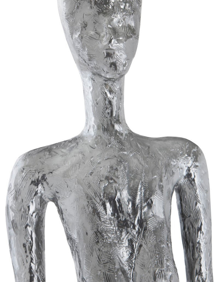 Skinny Female Sculpture, Liquid Silver
