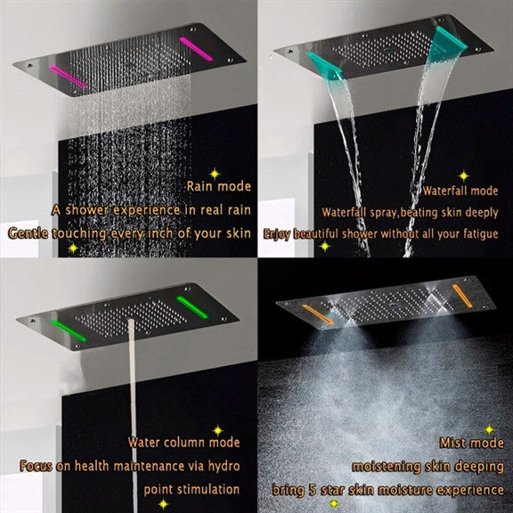 Led Rainfall Shower System, Handheld Shower, Horizontal