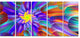 Spectacular Stain Glass with Spirals, Floral Canvas Art Print, 60"x28", 5 Panels