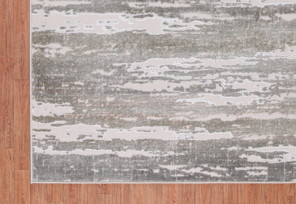 High-Low Ellis Gray/Brown Rug, Gray, 6'5"x9'5"