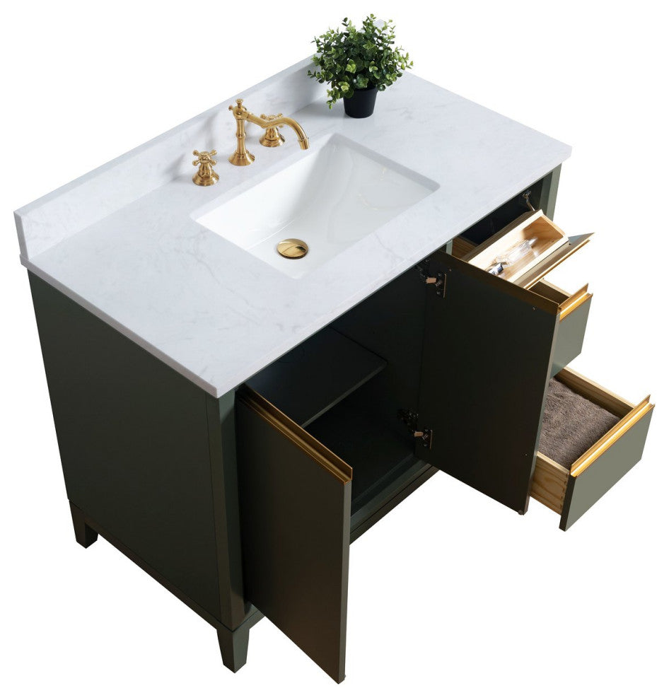 Vanity Art Bathroom Vanity With Sink, Vintage Green, 42" Single