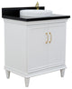31" Single Vanity, White Finish With Black Galaxy And Round Sink