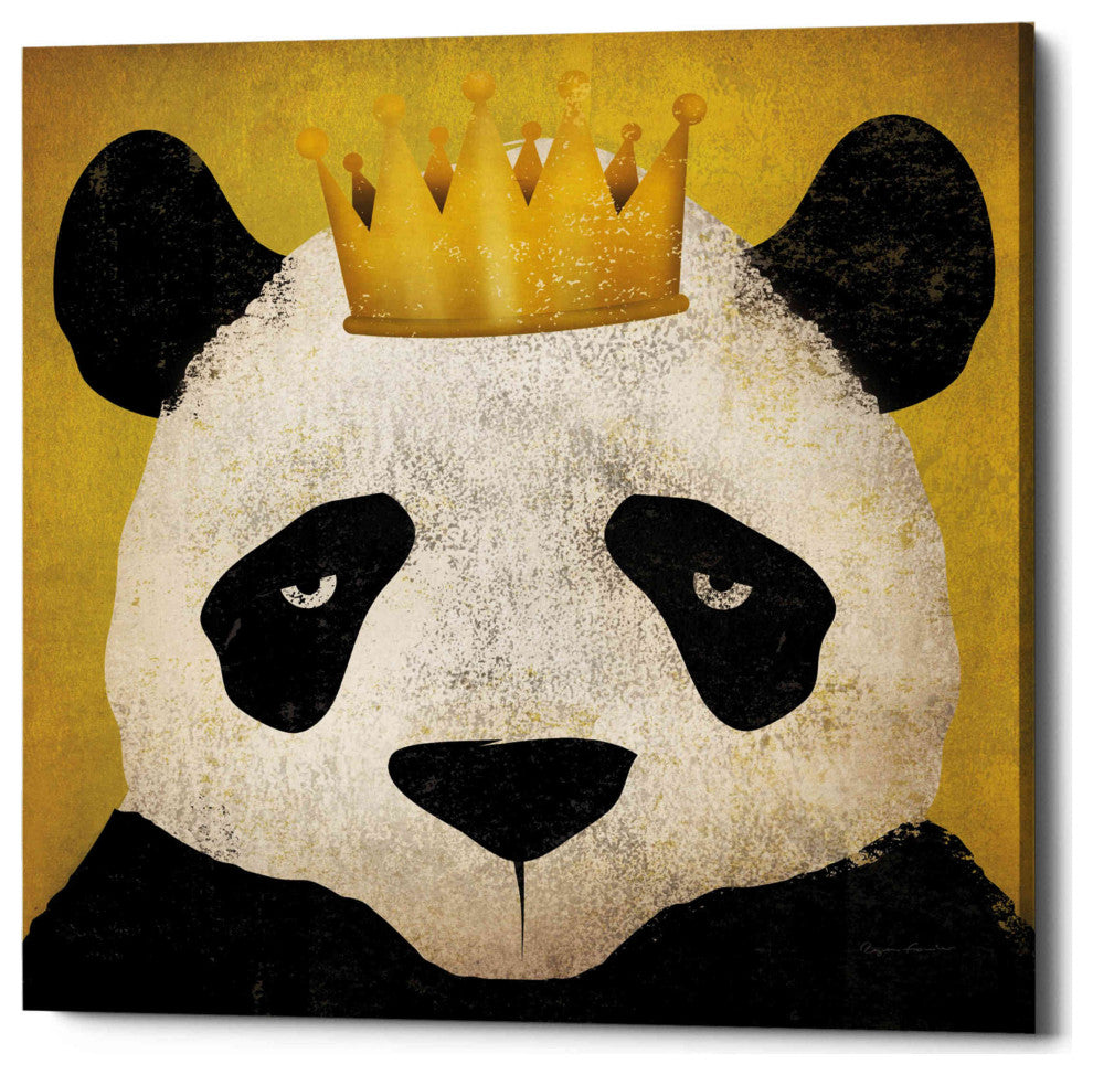 Epic Graffiti ''Panda With Crown'' by Ryan Fowler, Giclee Canvas Wall Art, 37"x37"